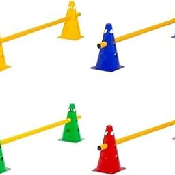 Sports Fitness and Agility Speed Training Adjustable Size 8 Cone Hurdle Set 4 Pole (9 inch Cones with 2.5 feet Pole)-image-1
