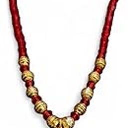 Traditional Stylish Gold Plated Pendant with Red Beaded Mangalsutra | Simple Trendy Dailywear Latest Mangalsutra for Women and Girls-image-10