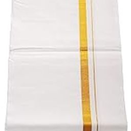 Kerala Kasavu Pure Cotton Single White Dhoti Mundu 2m Kasavu Dhoti-image-2