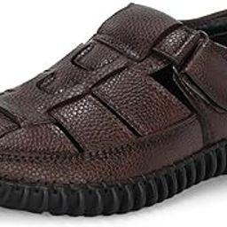 Vegan Leather Upper Fisherman Sandals for Men | Stitched Upper and Sole for More Durability-image-43