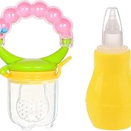 GREST Baby Silicone Yellow Nose Cleaner Nasal Aspirator and Ring Style Food Fruit Feeder Nibbler Pacifier for Babies-image-3