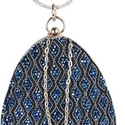 Blue Elegant almond shape blue embelishmet clutch II Women's Traditional Designer Clutch For Women & Girls II EMBROIDERED CLUTCHES-image-75
