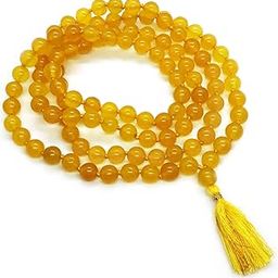 REBUY Yellow Agate Mala Crystal Healing Gemstone Mala Japa Mala Necklace for Men & Women, Beads 108+1-image-58