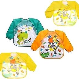 Wavva® Waterproof Colorful Children Bib Cute Cartoon Animals Baby Bibs Full Sleeve Children Apron Long Sleeve Feeding Bibs-23