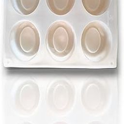 6 Slots/Cavity Pears Soap Mould, Oval Shaped with Grid Design Silicone Mould for Soap, Cake, Chocolate, Ice and Candle Making, Pack of 1 Unit, Same or Multicolor delivery-12