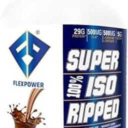 FLEXPOWER ISO Ripped Whey Protein Powder for Lean Muscle Gain – 100% Isolate, Fat Burner, CLA & L-Carnitine, Zero Sugar, Low Carb – Fast Absorption Post Workout SupplementIso Ripped Chocolate-2kg-image-33
