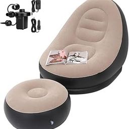 Inflatable Deck Chair with Air Pump, Lounger Sofa for Indoor Living Room Bedroom-image-29