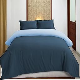Kedara Cloth Duvet Cover 100% Egyptian Cotton 600 TC King Size Reversible Quilt Cover with Zipper 102x110 Inch with 2 Dark Blue + 2 Light Blue Pillow Cover Dual Colour-Navy Blue and Light Blue-image-27