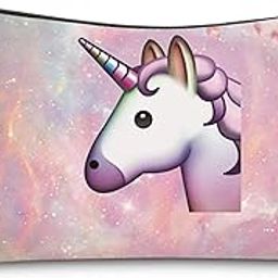 House of Quirk Small Makeup Bag for Women and Girls – Cute Travel Cosmetic Pouch, Waterproof Toiletry Bag, Accessories Organizer (Pink Unicron)-image-93