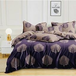 Byloom New Reversible Double Bed Comforter/Bedding Set, 1 Double Comforter (90x100 inch), 1 Double Bedsheet Bedsheet (90x100 inch), 2 Pillow Covers (46 x 68 Cms) (Purple Leaf)-10