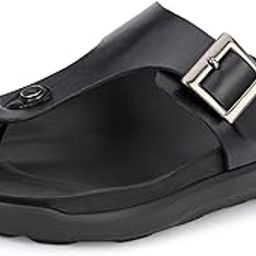 Men's Black Leather Casual Open Toe Slippers-picture-24