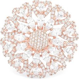 Rose Gold Dazzling Cubic Zirconia Party Bling Statement Brass Ring For Women-ZPFK19717-image-16