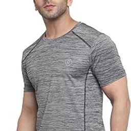 CHKOKKO Men's Round Neck Half Sleeve Regular Fit Lightweight Quick Dry Self Design Activewear Gym Sports T-Shirt for Workout Training Fitness and Running-image-93