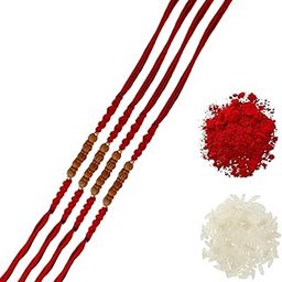 Exclusive Wooden Sukhad Beads Rakhi Combo – Pack of 4 Rakhis for Brother Bhaiya | Traditional Raksha Bandhan Thread with Roli Chawal | Handmade Indian Rakhi-image-34