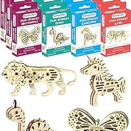 Funvention Birthday Return Gifts Pack of 12 Toys Fun Fidgets Jungle (3 x 4 DIY Miniature Mechanical Models Lion, Butterfly, Unicorn & Dino) Party Pack Return Favors for Kids Art & Craft STEM Learning-picture-27
