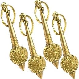 (4-Pack) Hanuman Ji/Bajrangbali Gada Metal Keychain Keyring Gift For Men, Women, Boys, Girls and Friends, Car Bag Pendants Keyring Key Holder, Golden-picture-43