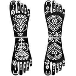 AKKAD Heena Mehndi Sticker for Hands and Feet - Henna Design Stickers for Women, Girls, Temporary Tattoo Mehendi Stencils for Festivals, Weddings, Parties - DIY Reusable Mehndi Art Design-02-image-14