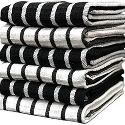 Pixel Home Superior Cotton Multi-Purpose Kitchen/Cleaning Towel/Waffle Dish Cloth (Black and White)(Pack of 6)-3