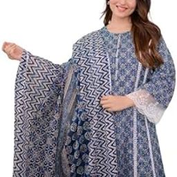 Beautiful Pakistani A-line Muslin Silk Suit which is has beautiful lace detailing and prints.-image-56