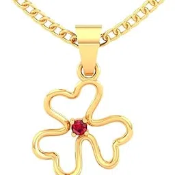 p.c. chandra jewellers 14K Gold Pendant (without chain) With Three Leaf Clover Design And Stone In The Centre For Women - 0.27 Gram-picture-3