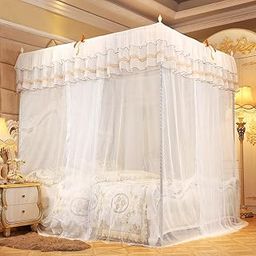 Ubervia Elegant Four Poster Bed Curtains, Bed Canopy for Girls Kids Toddlers Cot Bedding Decor, Curtain Canopy Net Mosquito Net Bedding (150 * 200 * 200)-image-8