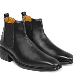 Men's Height Increasing Elevator Latest Faux Black Leather Office Wear Chelsea Boot-image-2