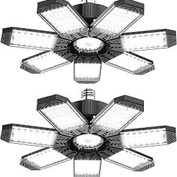 200W LED Garage Lighting - 20000LM Powerful Deformable Ceiling Light with 7 Adjustable Panels 6500K E26/E27 for Garages, Warehouse, Basement, Workshop-image-33