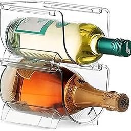 Ndola Set of 2 Refrigerator Wine Rack, Cabinet Water Bottles Storage Organizer, Stackable Wine Rack for Kitchen Countertop Save Space, 1-Bottle 2 Packs-0