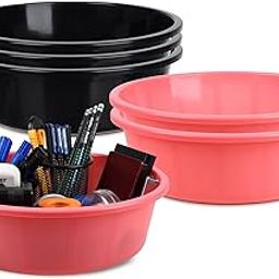 Homestic Pack of 6 Desk Organizer | Stationery Organizer | Multipurpose Storage Organizer | Office Supplies for Pen-Pencil-Staplers | Desktop Organizer | 6 LTR | Black & Pink-image-92