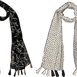 Women's Printed Chiffon Trendy Stoles, Free Size (Multicolour, S215) - Pack of 2-image-14