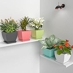 SR Set of 5 | 6.5 Inch Flower Pots for Home Decoration, Indoor and Outdoor Plant Pots, Gardening Pots, Pots for Plants, Plastic Flower Pots for Garden Plants (Multicolour)-image-67