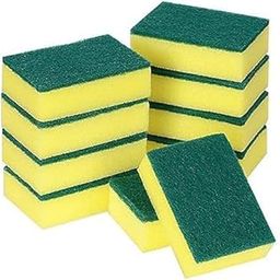 Heavy Duty Kitchen Scrub Sponges, Dual-Sided Cleaning Pads with Abrasive and Absorbent Surfaces, Pack of 6, Yellow and Green-image-63