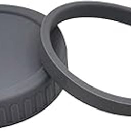 Wide Mouth Glass Jar Lid and Silicone Spoon Ring Diameter 3.38 inch Durable Grey-picture-29