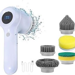 5 in 1 Wireless Electric Cleaning Brush with LCD Display | Cordless Electric Rotating Scrubber with 5 Replaceable Cleaning Heads, Suitable for Home Use in Bathroom, Room, Kitchen, and Floor Cleaning-image-60