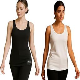 Women's Athletic Tank Top, Racerback Camisole, Pack-2 (in, Alpha, Free Size, Regular, Black-White)-image-95