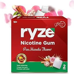 RYZE Pan Masala Nicotine Gum 2mg | Pack of 5 (45 gums) | Freedom from Tobacco - Gutkha, Khaini, Zarda | Easy on Throat | WHO & FDA Approved | Sugar Free | Teeth Whitening-image-51
