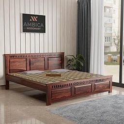 Sheesham Wood King Size Bed Without Storage Solid Wooden Cot Bed Double Bed Elegant and Functional Bedroom Living Room Home Walnut Finish | (Brown)-image-13