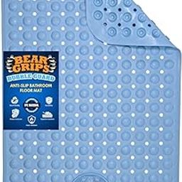 BEAR GRIPS BubbleGuard Anti-Slip Bathroom Shower mat with Anti-Skid Suction Cups and Foot Scrub | TPE Material | Large Size 80 X 50 Cm| Sky Blue-image-48