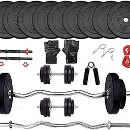 SIMRAN SPORTS Home Gym Set, Home Gym Equipments, Home Gym Combo, PVC Dumbbell Plates with 3Ft Curl Rod, Dumbbell Rods & Accessories (8KG Combo)-image-14
