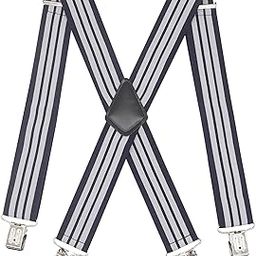 Mens 2 Inch Wide Suspenders Heavy Duty Strong Clips Adjustable Elastic Braces Big and Tall X-Back-image-58