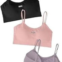 SIZZERS Women's Cotton Wire-Free Full Coverage Lightly Padded Sports Bra - Comfortable & Supportive Everyday Wear - Pack of 3 (Size- 28 to 32, Multicolor Black Pink Grey)-picture-1