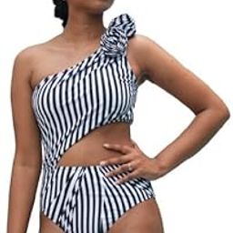 Women one-Piece Swimsuit-Balck & White Stripes Monikini with Detachable Sleeves and Skirt | Halter Neck Stylish & Comfortable Swimwear | Fashionable | Perfect for Summer-image-83
