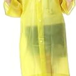 Plain Raincoats for Kids, Reusable Rain Ponchos with Hood and Sleeves Rain Coats for Boys and Girls (Universal, Yellow) (Multisize)-picture-22