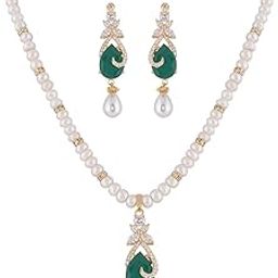 HYDERABAD JEWELS Natural Fresh Water Single String Pearl Set For Women Girls-image-80