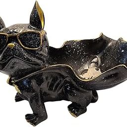 Cool French Bulldog Figurine with Sunglasses, Black and Gold Decorative Statue, Key Holder-picture-50