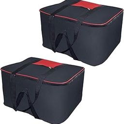 JustandKrafts Nylon Big Underbed Storage Bag Moisture Proof Baby Toys and Cloth Organiser with Zippered Closure and Handle Black (Set of 2)-image-43