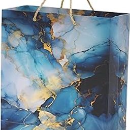 GROWNEX Return Gift Bag for Function - Printed Gift Carry Bag - Party Gift Handbag - Diwali Gifting Handbag - Blue Corporate Packing Tote - Marble Print Gift Tote, Pack of 80-11.5x4.5x13.5 Inches-image-76