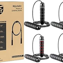 FirstFit Polyvinyl Chloride Jump Rope Tangle-Free Rapid Speed Jumping Rope Cable with Ball Bearings for Women, Men, and Kids, Adjustable Steel Skipping Rope with Foam Handles -Assorted Color-5