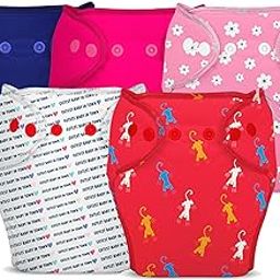 Bumberry New & Improved Smart Nappy For New Born Baby (SM |4-9 months) | Holds Upto 3 Pees With Extra Absorbtion & 100% Leak Protection All in One Cloth Diaper For Just Borns - 5 Pcs - Kit 4-1