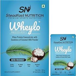 Steadfast Nutrition Wheylo Whey Protein Concentrate 80% | Keto Friendly | Contains 18.66g multifunctional Whey protein for muscle recovery and growth | Goodness of Coconut milk powder (6 sachets)-image-22